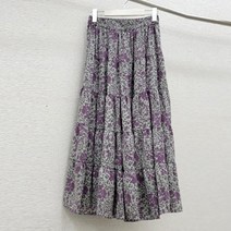 빼빼 여성용 허리밴딩 플라워플리츠 롱스커트