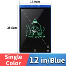 스마트전자칠판 전자칠판 8.5/10/12 인치 LCD 그리기 태블릿 어린이 장난감 그림 도구 전자 쓰기 보드 소년 키즈 교육 완구 선물, [06] Blue 12in Single