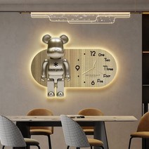 곰돌이 벽시계 거실 캐릭터 귀여운 디자인 소품 벽걸이시계, 크리 에이 티브 크리스탈 도자기 공예 표면 (램프 제외, 베어리치E