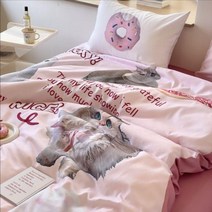 고양이 면 침구 베이커리 일러스트 세트 이불 침대시트 4종 3종