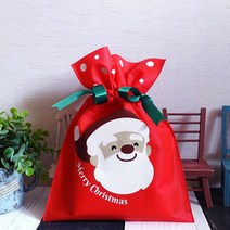 즐거운산타 크리스마스 부직포 포장지 양말 선물 포장 개별포장지, 즐거운산타 레드