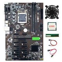 B250 BTC 마더 보드 USB3.0 LGA1151 SATA 케이블 + 스위치 케이블 + G3900 CPU + 냉각 팬 + DDR4 8GB 2666MHz RAM, 보여진 바와 같이, 하나
