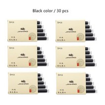 저가만년필 만년필입문 30 개몫 블랙 블루 레드 컬러 만년필 잉크 카트리지 Jinhao 2.6mm 직경 편지지 사무실 학교 용품 A6294, 검은 색