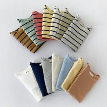 1+1 유아 단가라 무지 티셔츠 7color 가을 아기 긴팔 면티 스트라이프 라운드티