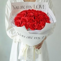 인터넷 연예인 짓 눌린 아이스 블루 로즈 비누 꽃다발 친구 친구를위한 영원한 꽃 생일 선물, 사랑 스타일 19 빨간 장미 - 선물 가방 + 따뜻한