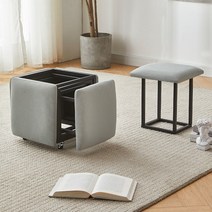 발받침대 발판 책상 작은 오토만 주방 거실 루빅스 큐브 콤비네이션 커피 테이블 사무실, 11.45cm Light Cyan Pu