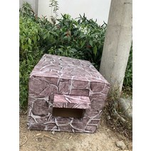길고양이집 숨숨집 고양이보온집 야외 캣맘 쉼터 고양이텐트 귀여운 방한 강아지 실외, 바위 스퀘어(표어 포함), 킹사이즈(6-8마리 고양이)