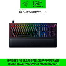 레이저 블랙위도우 V3 프로 한글각인 녹축 게이밍 키보드 RAZER BLACKWIDOW V3 PRO KR (Green) 정품 정발 공식인증점, 블랙, 일반형