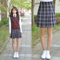 업타운걸스 Se 교복몰 백합 주름 치마 블랙 체크 전체 교복 스커