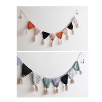 겨울 파티 방문 벽장식 삼각형 가랜드 군교회 유치원 인테리어 DIY 책상 도서관 매장 트리꾸미기, 오렌지