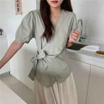 허니시스터 / 22JN03-483) 랩스타일 블라우스