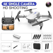 스파이 드론 아바타 농업용드론 잠수드론KBDFA-E88 Pro RC 접이식 쿼드콥터 드론 4K HD 와이파이 FPV 1080, 18 grey-single C-4K-1B