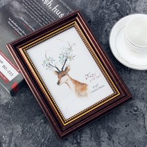 썸띵 빈티지 프레임 캘리그라피 드라이플라워 기념품 사진 포토 액자, 브라운