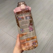 실리콘 짚 손잡이와 2000ML 야외 물 컵 여행 휴대용 대용량 누출 증거 스포츠 병 Leakproof 컵, 한개옵션1, 04 분홍색, 한개옵션1