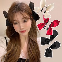 (2pcs) 새틴 리본 포인트 집게핀 옆머리핀 지수머리핀
