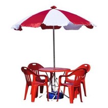 야외 캠핑 낚시 4인용 파라솔세트B(대-흰빨-받침별매), 쿠팡 원형_빨강_빨강