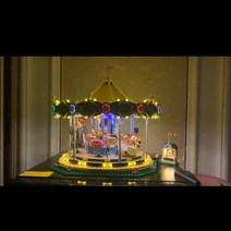 모터 또는 LED 조명이 10257 회전 목마 놀이 공원 시설 빌딩 블록, 02 with motor