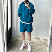 라운지21 남자 오버핏 바람막이 아노락 반바지 세트