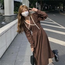 여성 코듀로이 원피스 캐주얼 A라인 스커트 봄 가을 겨울 여성 의류 여성 루즈핏 롱스커트