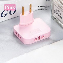 EU 플러그 180 도 회전식 소켓 컨버터 3 in 1 미국 확장 플러그 멀티 미니 슬림 무선 콘센트 어댑터, Pink plug, 01 Pink plug_01 EU