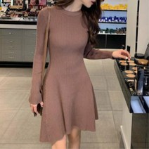 20대 슬림핏 잘록허리 플레어 니트원피스 젊은엄마 숏원피스