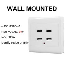 디자인 멀티탭 24 포트 36220v usb 전기 소켓 벽 장착 내장형 충전기 전원 어댑터 플러그 콘센트 홈 오피스 사용 드롭 선박, 36v 4usb 장착