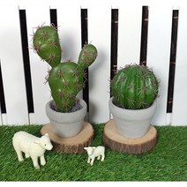 조화 선인장 (토끼형 둥근형) / 인조 선인장 미니어처 인테리어소품 실내 미니정원 꾸미기, 둥근형