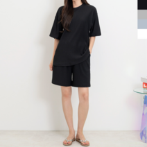 블레오 블레오 여성 여름 주름 반팔 반바지 트레이닝복 세트