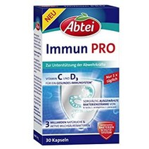 유럽 Abtei Immun PRO - 비타민 C 및 D 유산균 및 이눌린으로 면역 체계를 지원하는 식품 보조제 - 1 x 30 분말 캡슐, Abbey Immune Pro 1 x 30 분말