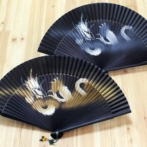 박씨상방 수공예 남성용 실크접부채-고급부채집+매듭노리개증정, 검정백용, 상세설명 참조
