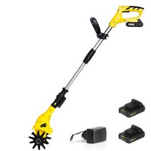 소형 대형 무선 전동식 텃밭 관리기 밭가는기계 밭갈이 로터리 전기 풀제거 흙갈이 농업용 경작기 밭관리기 농기구 포터블 경운기 잡초 제거기, 2중날 2AH 배터리 2개+일반 충전기, 1세트