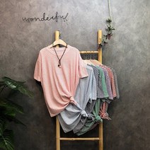 라임브릿지 1+1 애플 린넨 단가라 라운드 반팔 티셔츠