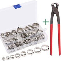 아이젠 등산 낚시 싱글 이어 무단 호스 클램프 80 개 5.8-23.5mm + 플라이어, 01 80pcs and pliers