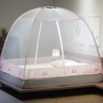 실내 실외 초간단 인테리어 침대 원터치 모기장, 핑크