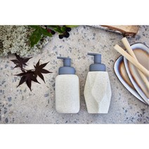 폴리에라드 400ml&440ml 컨트라스트 네이처 스톤 공병 욕실 디스펜서 용기, 스톤블랙 세트