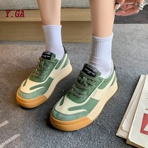 Y.GA 2023 봄 핫한 스트리트 올매치 캐주얼 운동화 고등학생 편한 운동화 여성 ins 통근 4cm 키높이신발 패션 경량 런닝화 미끄럼방지 통굽 캐주얼 슈즈