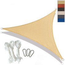 SOOFAM UV 차단 방수 삼각 사각 그늘막 타프 썬쉐이드 차광막 차양막 캐노피 정원 옥상방수 천막 HDPE 레드/베이지/블루, 4*4*4m, 베이지