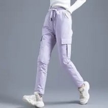 우모바지 패딩 백패킹 바지 따뜻한 겨울 카고 패션 초경량 코튼 하이 웨이스트 여성