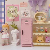 책상꾸미기 미니 캐비넷 락커 철제수납장 화장품 정리함 데스크탑 보관상자 7종, 핑크