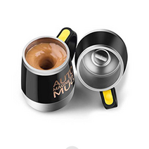 자동회전 셀프믹스 회오리 머그컵 방탄커피 믹스커피 핫쵸코 오토 마그네틱 텀블러, 엘로우