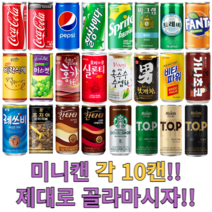 음료수 캔음료 각10캔 골라담기 /탄산음료/과채/과즙/착즙/업소용/소캔/미니캔/콜라, 선택3. 펩시콜라 190ml 10캔