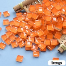 300g/10.58oz (약. 300pcs) 유리 모자이크 타일 1cm/0.39in 사각형 공예 DIY 만들기 재료 0.4mm/0.15in 두께, 300g-10.58oz, Orange 2