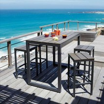 야외 바 테이블 카페 테이블 세트 부식방지 합성목재사용, 3. 테이블 1의자 4(120x60x105)