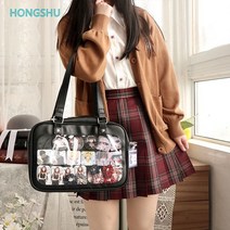 이타백 일본 투명 메신저 숄더백 텀블럭 빅백 인형 pu 소녀 대학생