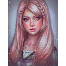 올레보 액자 캔버스형보석십자수 Diy세트 라운드 비즈 핫 제품 여자 30 X 40 cm, 1세트, G1458.올레보 미인