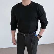 룩샵 남자 남성 빅사이즈 머슬핏 캐시 라운드 긴팔 니트 티셔츠