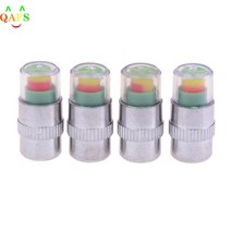 타이어압력측정기 자동차 공기압 압력 게이지 4PCS 타이어 압력 모니터 게이지 캡 센서 표시기 자동차 경고, 한개옵션0
