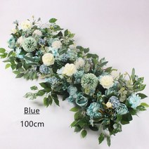 DIY 인공 꽃 흰색 장미 모란 꽃꽂이 결혼식 테이블 중심 공 파티 아치 장식 배경, 50 cm, Blue