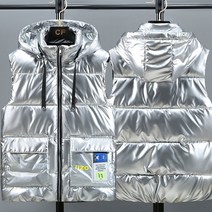JUSTFEELING 5XL까지 100KG 광택 누빔패딩조끼 깔깔이 겨울 보온 방한 따뜻한 남자 패딩베스트 데일리