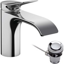 독일 hansgrohe 한스그로헤 주방수전 주방 수도꼭지 Vivenis 욕실 싱크 탭 높, 배출구높이80mm배수구크롬, 1개